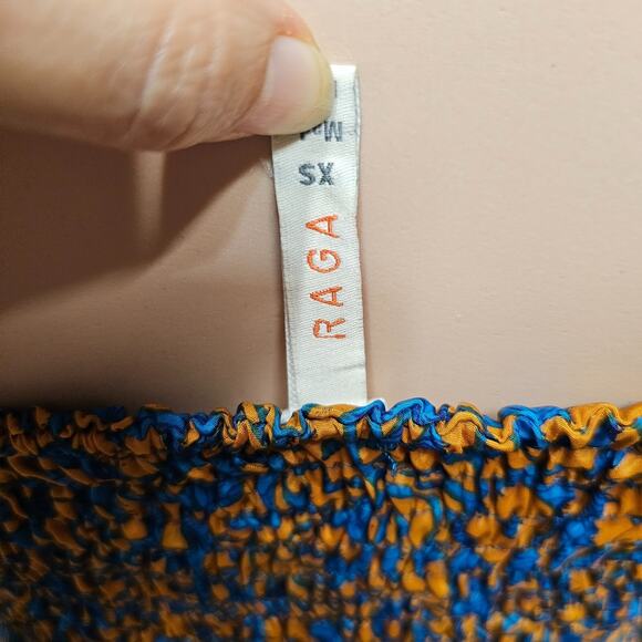 RAGA Bohemian Strapless Maxi Dress Size XS Orange and blue - Picture 7 of 9